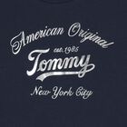 تي شيرت بناتي بشعار أزرق داكن, 1, hi-res