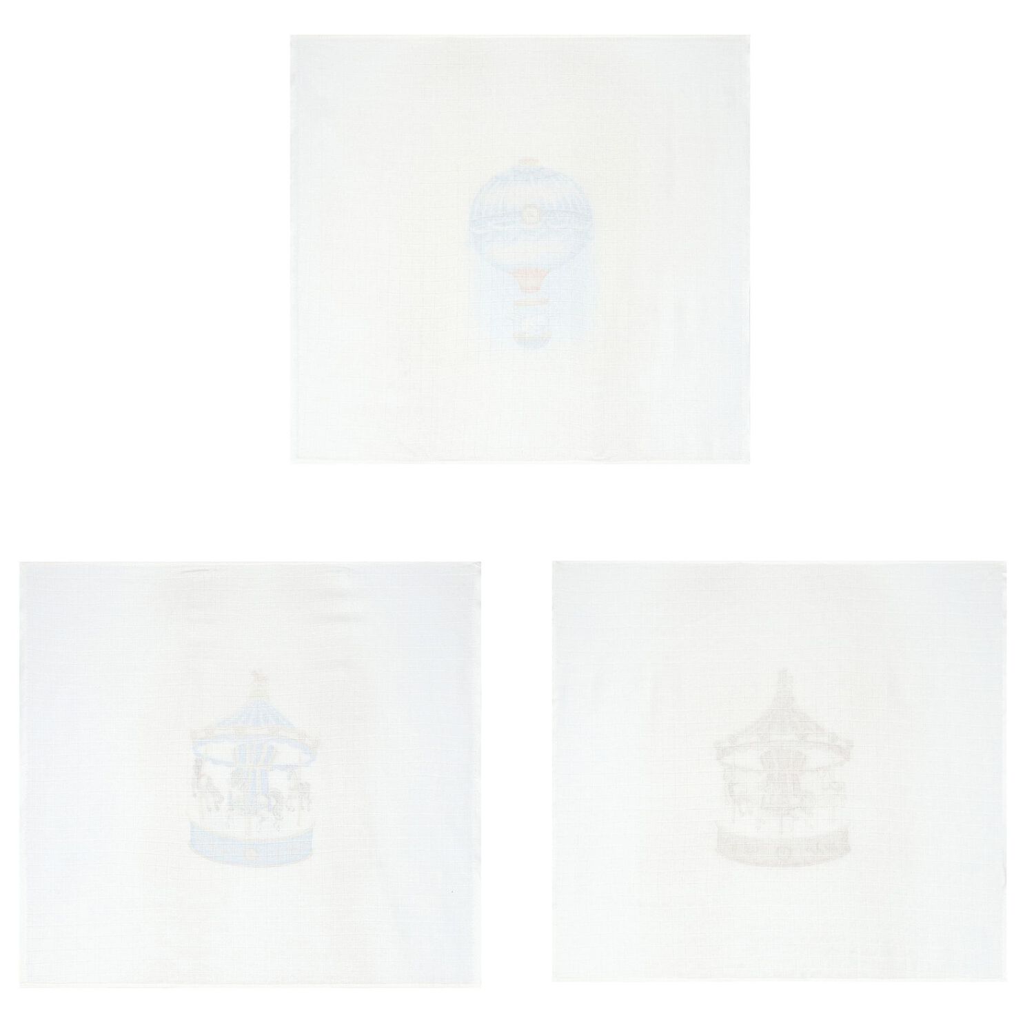 Baby Boys White, Beige & Blue Muslin Swaddles (3-Pack), 8, hi-res