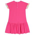 فستان بنقشة الكاميرا باللون الوردي للبنات , 1, hi-res