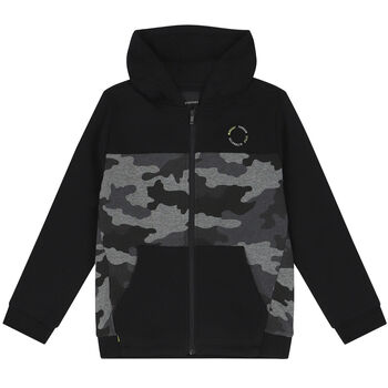 Boys Black Camo Zip Up Top