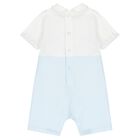 Baby Boys Blue & White Romper, 1, hi-res