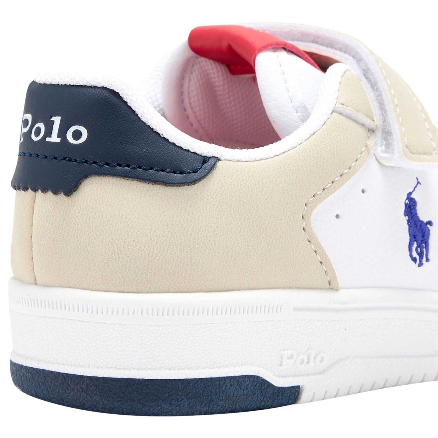 Boys White & Beige Logo Trainers, 1, hi-res