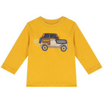 Younger Boys Yellow Car Long Sleeve Top