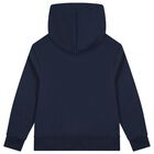 Navy Blue & Ivory Logo Hooded Top, 5, hi-res
