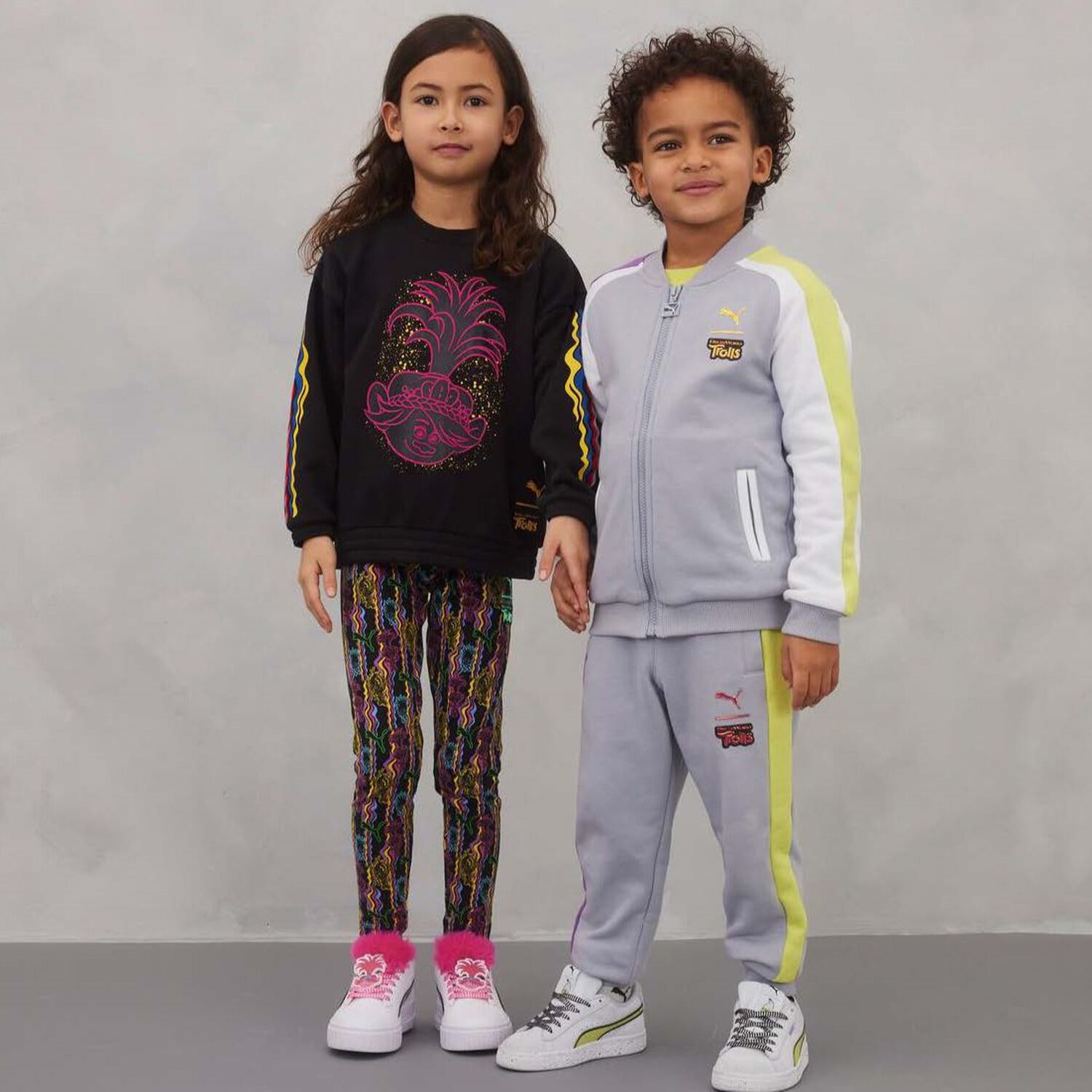 Girls Black Trolls Logo Leggings, 1, hi-res image number null