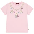 Girls Pink Necklace Logo T-Shirt, 2, hi-res