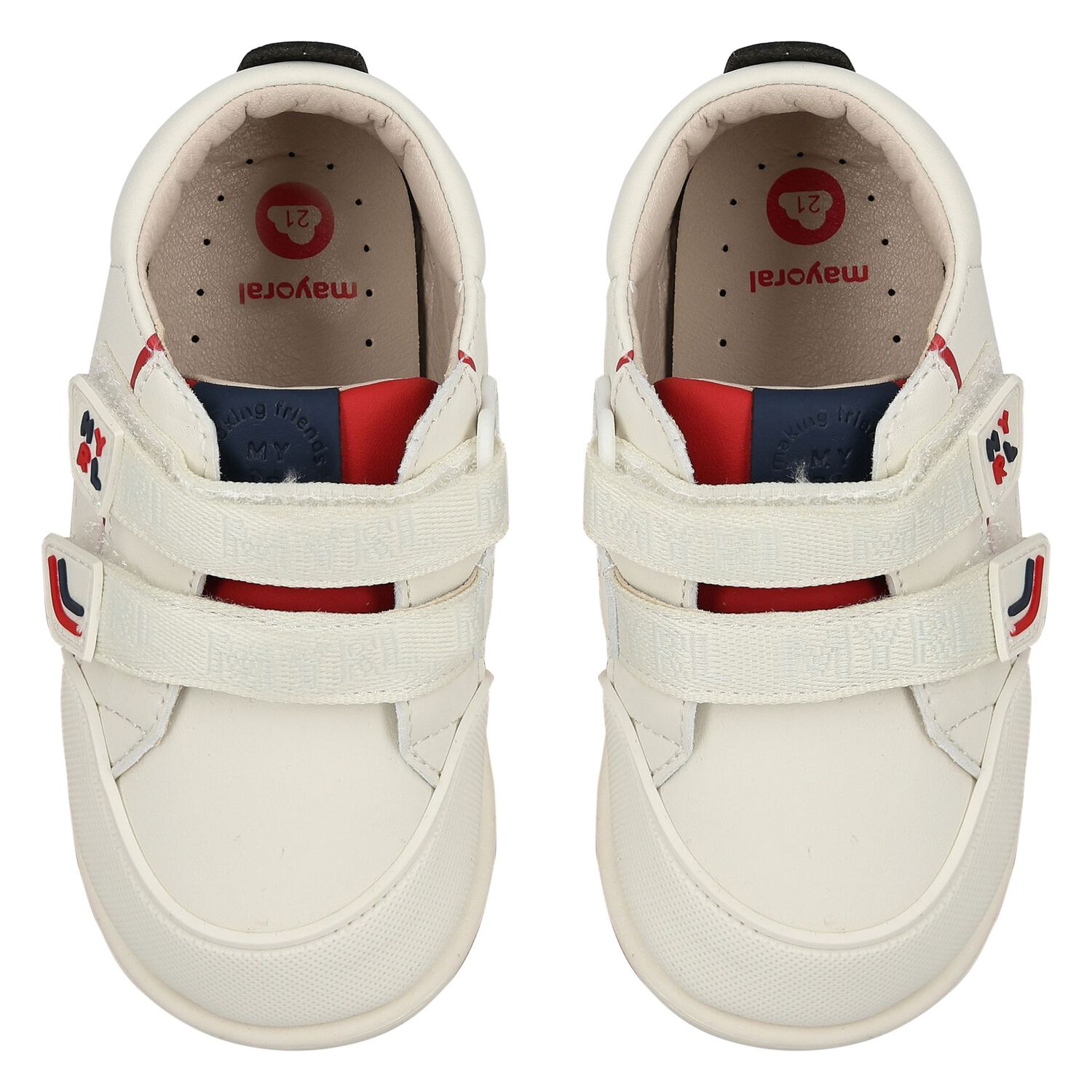 حذاء أولاد رياضى بالشعار باللون العاجي والأزرق , 1, hi-res