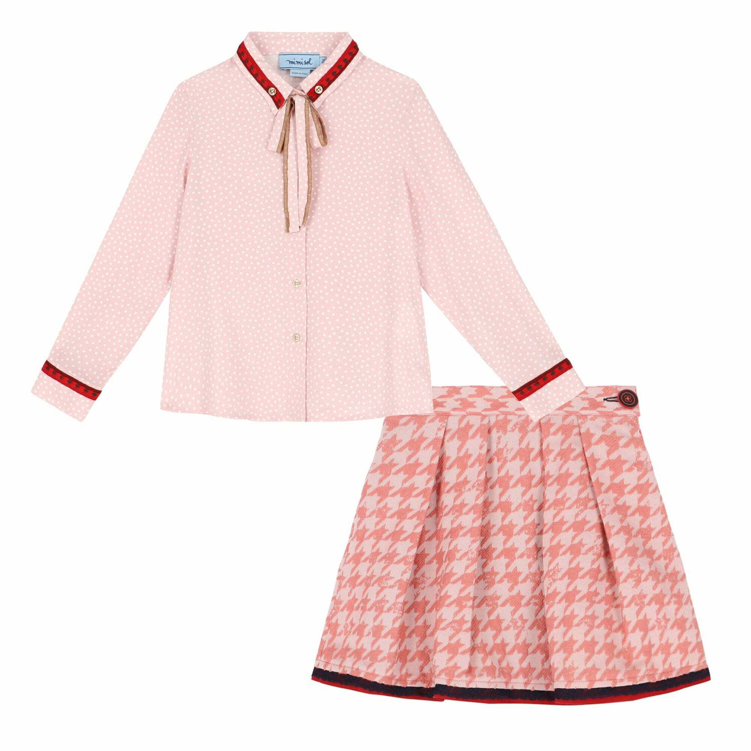 Girls Pink Blouse & Skirt Set, 1, hi-res