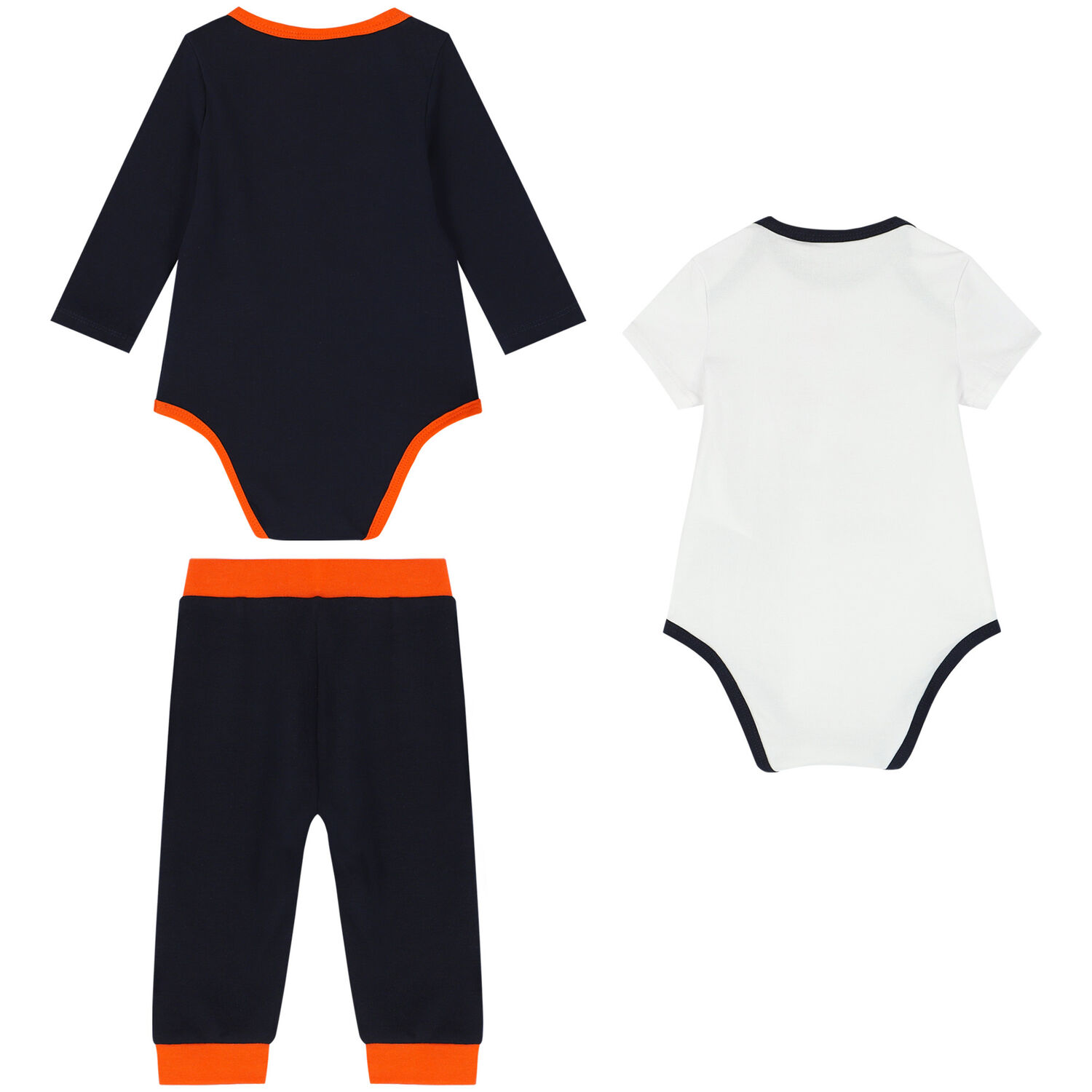 Baby Boys White & Navy Bodysuit Set, 1, hi-res