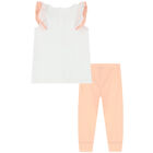Baby Girls White & Pink Logo Leggings Set, 1, hi-res