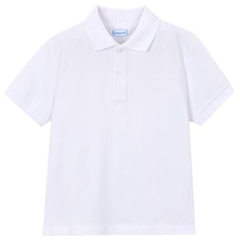 Boys White Logo Polo Shirt