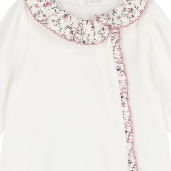 Baby Girls Ivory Velour Babygrow