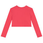 Girls Pink Logo Crop Long Sleeve Top, 1, hi-res