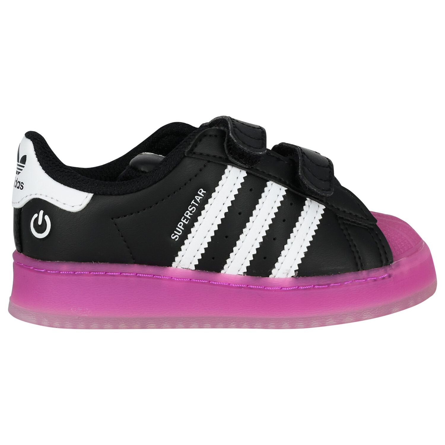 Girls Black & Pink Superstar Led Lights Trainers, 1, hi-res