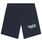 Boys Navy Blue Logo Shorts, 1, hi-res