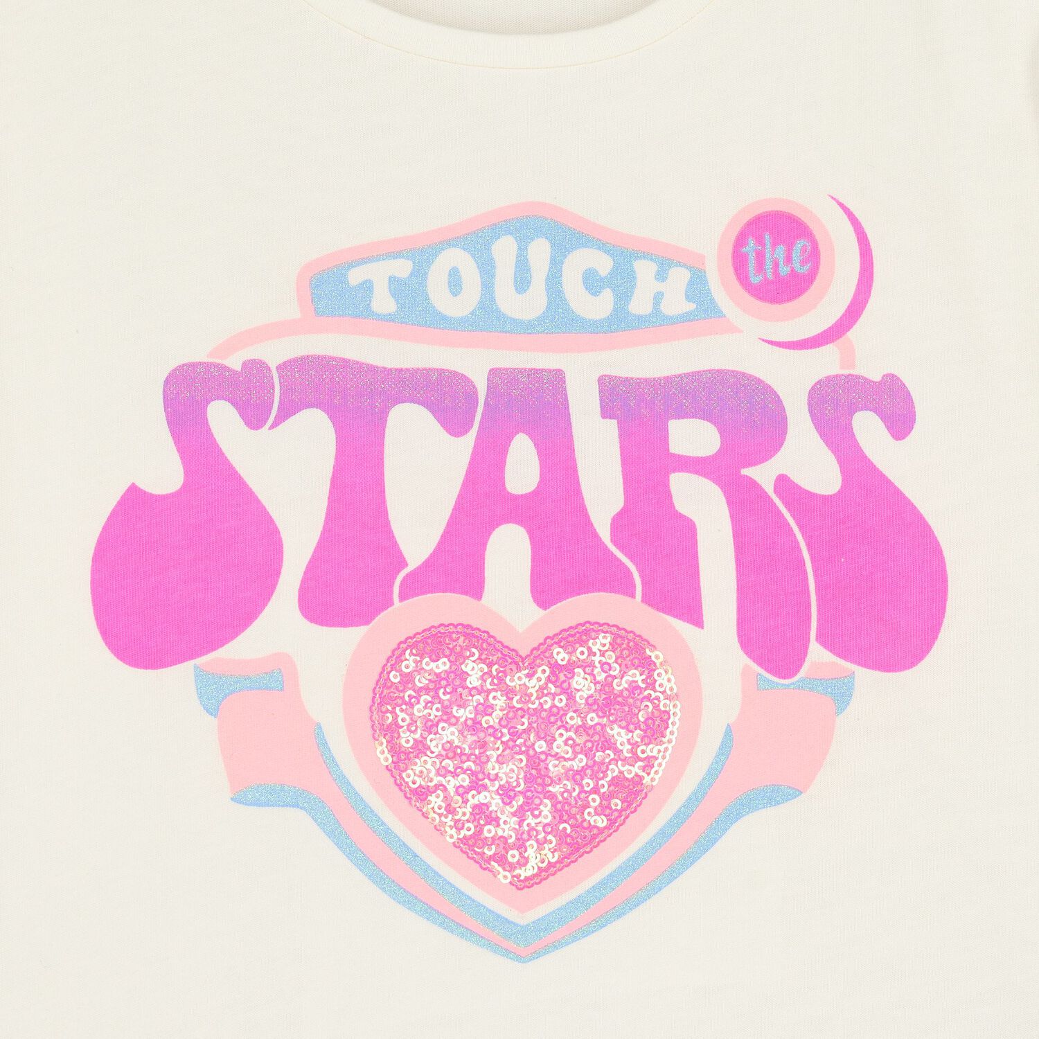 تيشيرت مزين باللون العاجي للبنات, 1, hi-res