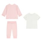 Baby Girls White & Pink Tracksuit Set ( 3 Piece ), 4, hi-res