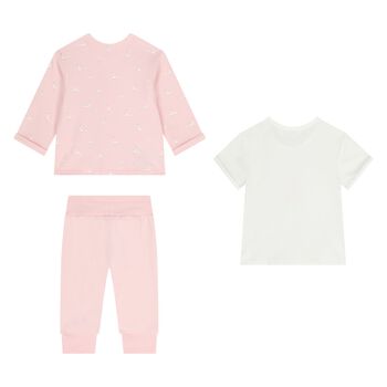 Baby Girls White & Pink Tracksuit Set ( 3 Piece )