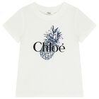 Girls White Mini Me Pineapple Logo T-Shirt, 1, hi-res
