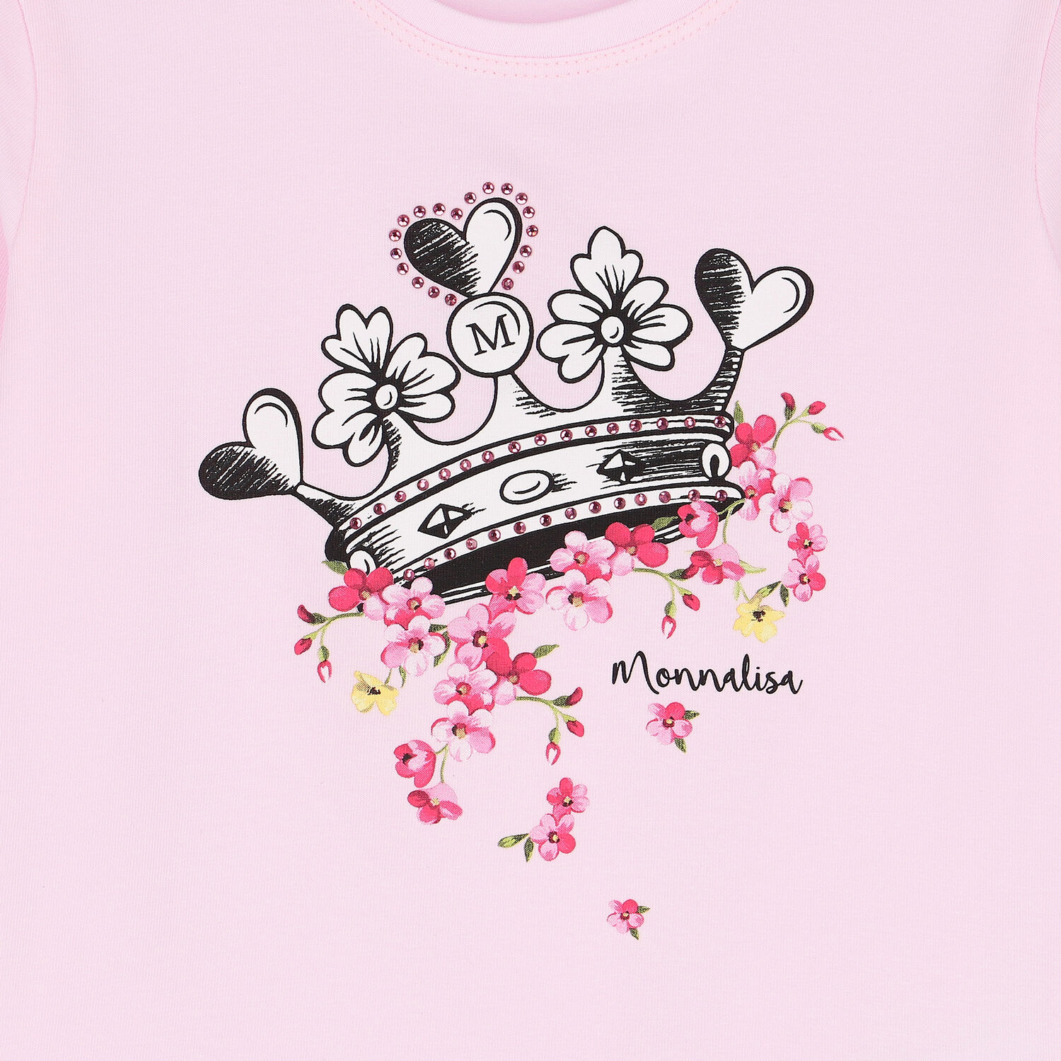 Girls Pink Crown Print T-Shirt, 1, hi-res image number null