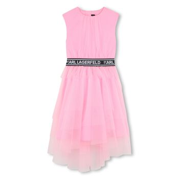 Girls Pink Logo Tulle Dress