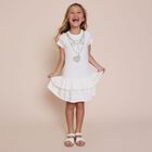 Girls Ivory Necklace Logo Dress, 1, hi-res
