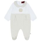 Baby Boys Blue & Gold Logo Babygrow, 1, hi-res