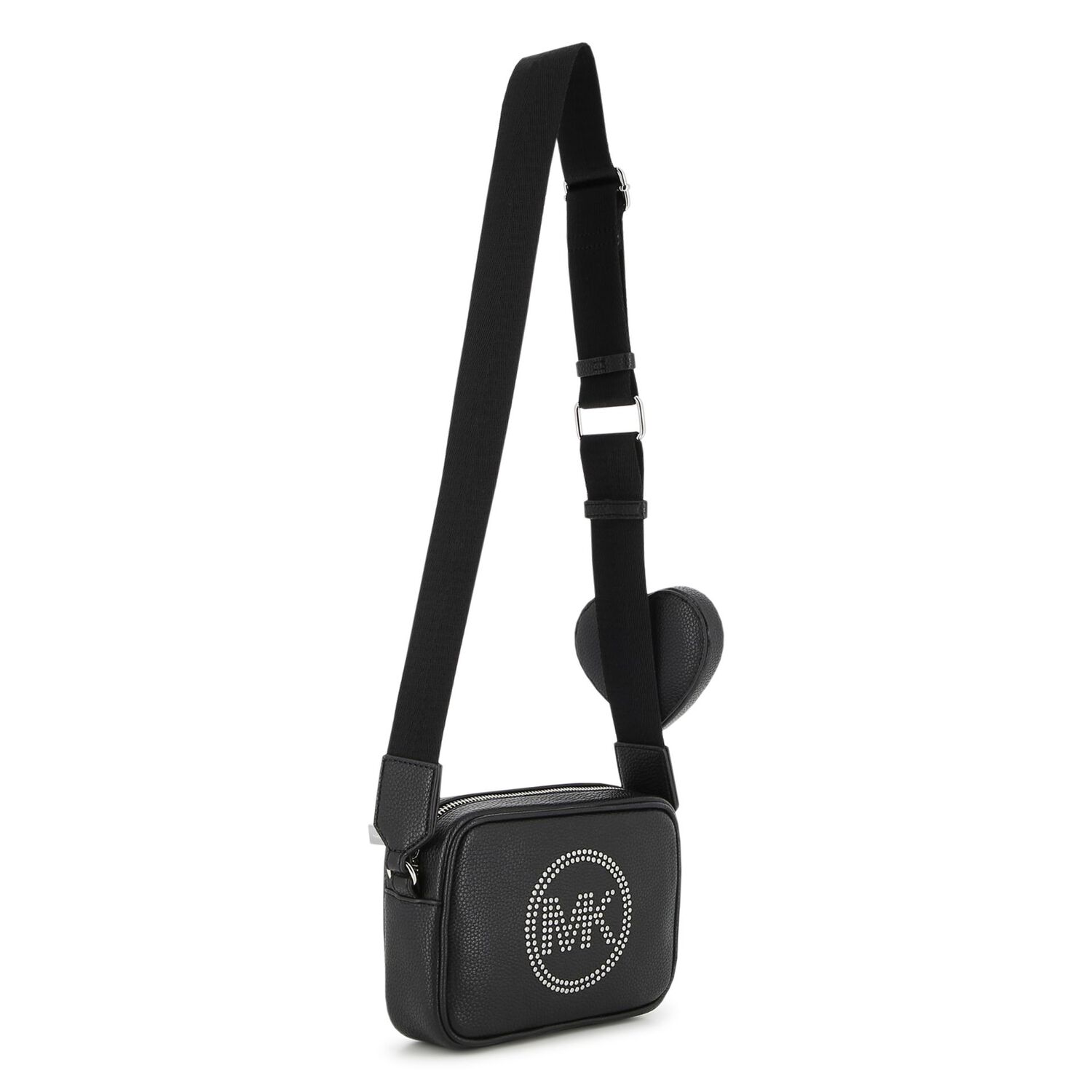 Girls Black Rhinestone Logo Leather Handbag ( 17CM ), 1, hi-res