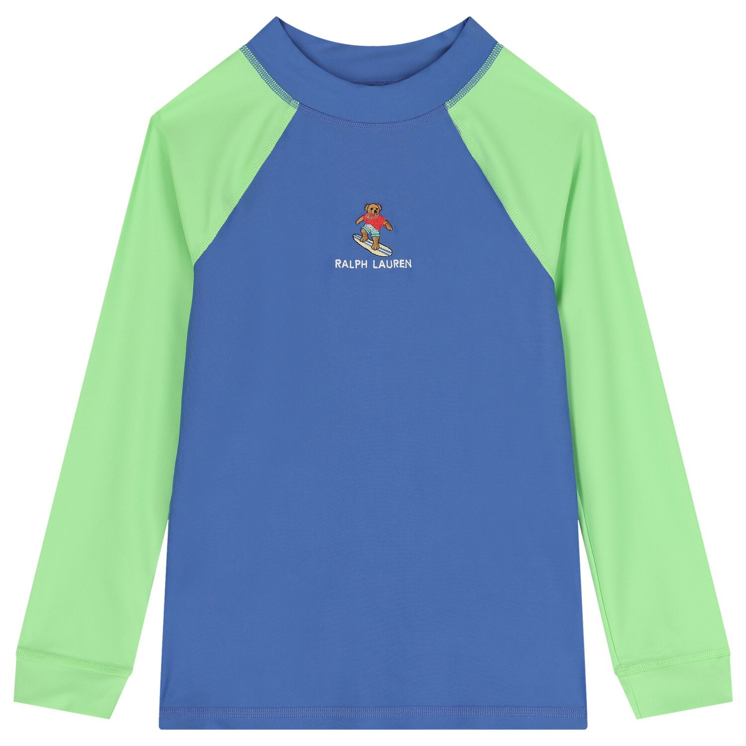 Boys Blue Polo Bear Rash Guard, 1, hi-res