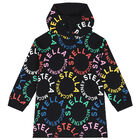 Girls Black Logo Hooded Dress, 2, hi-res