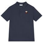 Boys Blue Teddy Bear Polo Shirt , 1, hi-res