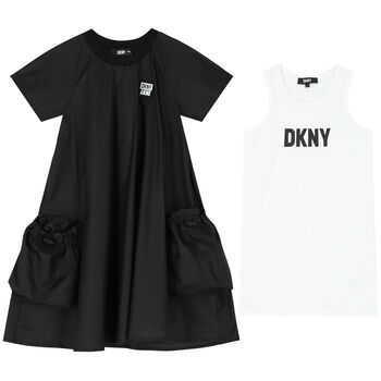 Girls Black & White Logo Dress Set