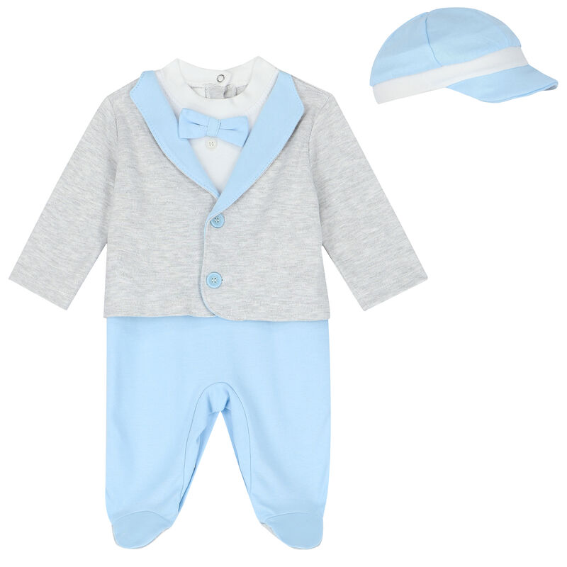 Baby Boys Grey & Blue Babygrow Set, 1, hi-res image number null