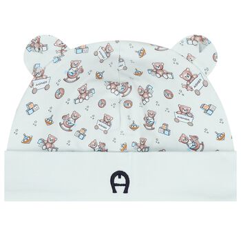 Baby Boys Blue Teddy Bear Logo Hat 