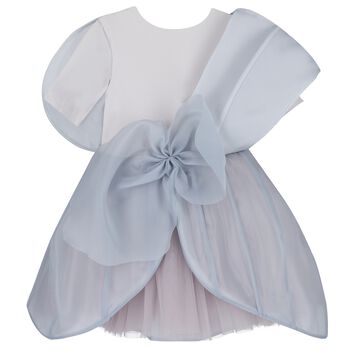 Girls Grey & Purple Organza Dress