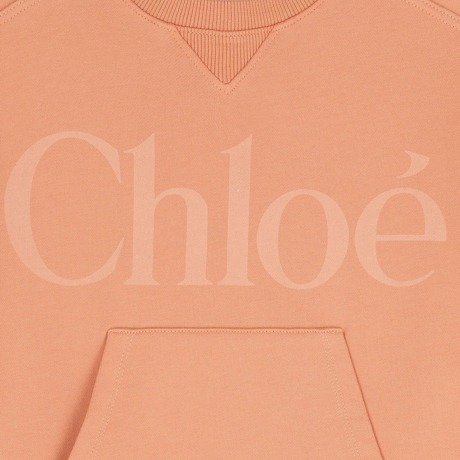 فستان سويت شيرت بالشعار تصميم ميني مي باللون البرتقالي للبنات, 2, hi-res