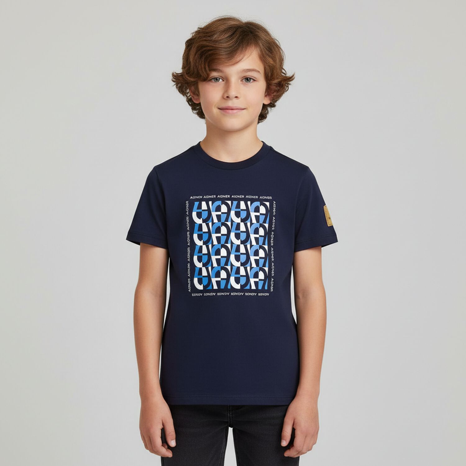 Boys Navy Blue Logo T-Shirt, 3, hi-res
