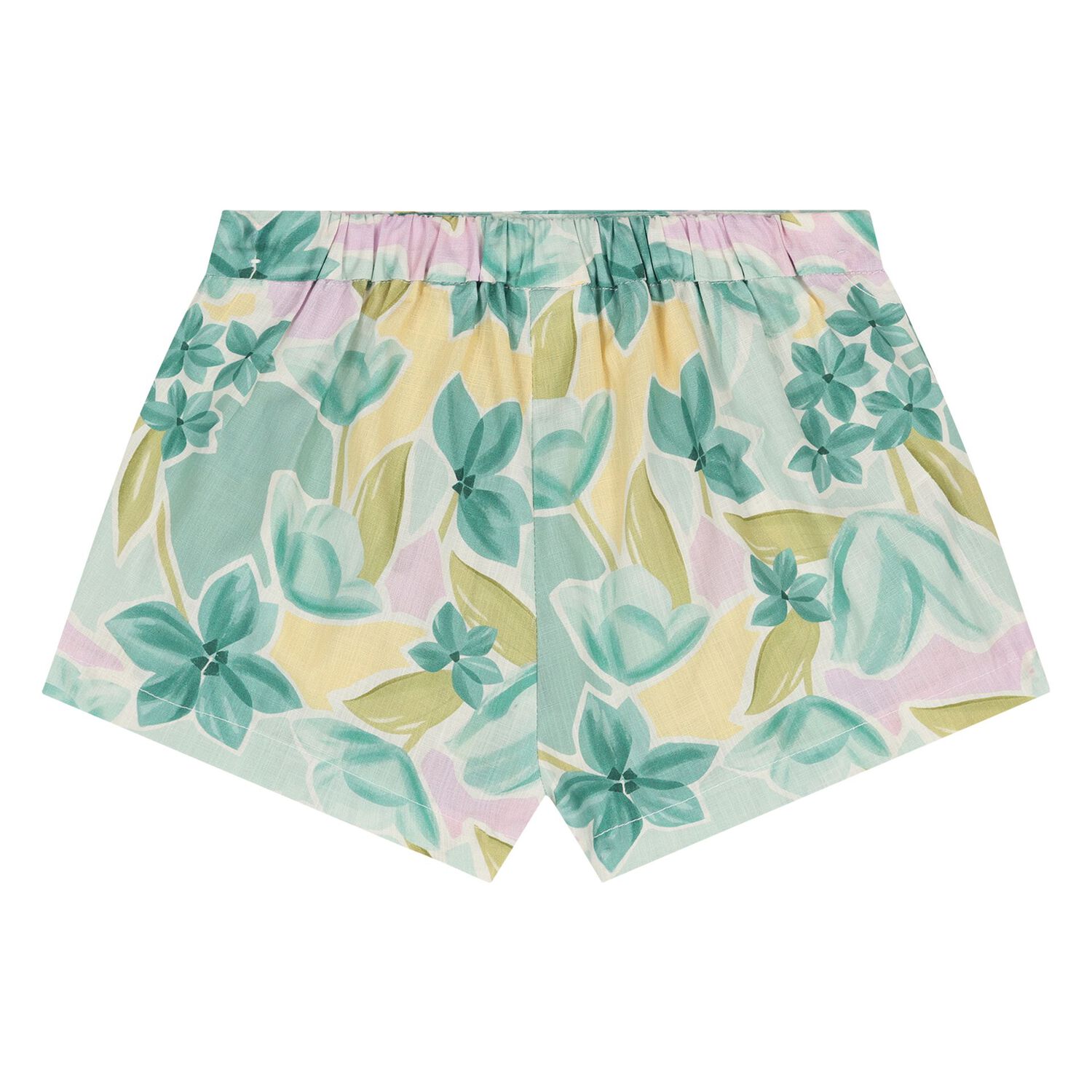 Younger Girls Ivory & Green Floral Shorts Set, 2, hi-res
