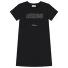 فستان للبنات بالشعار  باللون الاسود, 2, hi-res