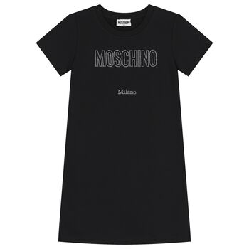 فستان للبنات بالشعار  باللون الاسود