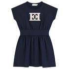 Girls Navy Blue Logo Dress, 2, hi-res