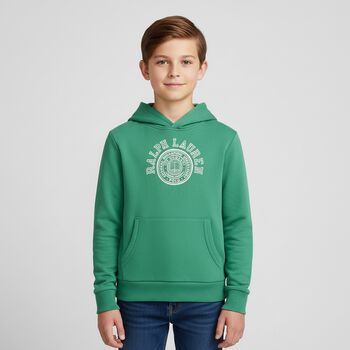 Boys Green Jersey Varsity Logo Hoodie