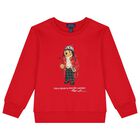 Boys Red Polo Bear Sweatshirt, 1, hi-res