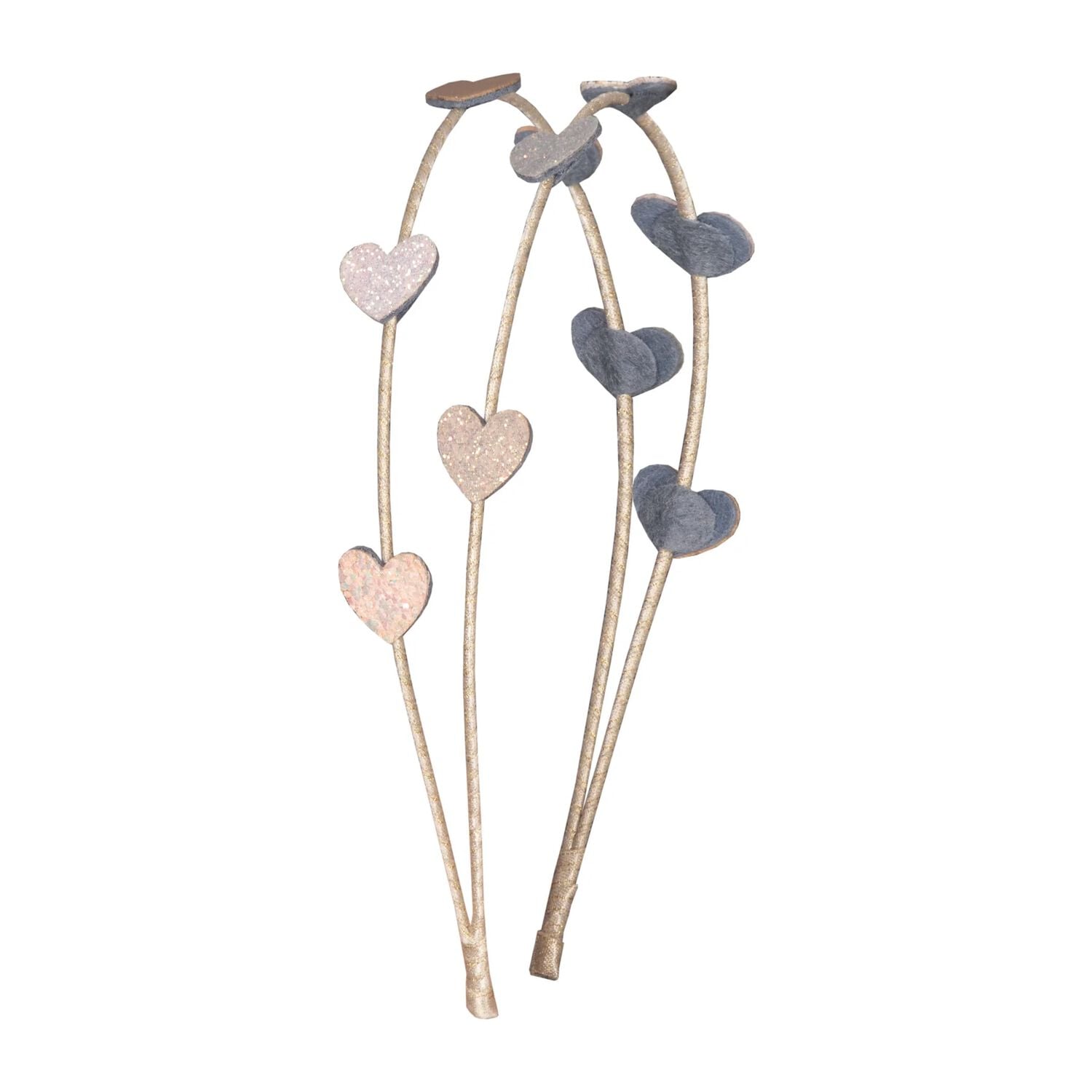 Girls Gold Heart Double Headband, 1, hi-res