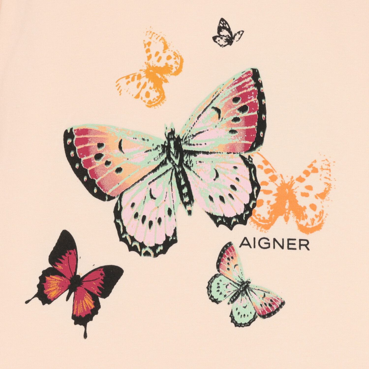 Younger Girls Pink Butterflies Logo T-Shirt, 1, hi-res
