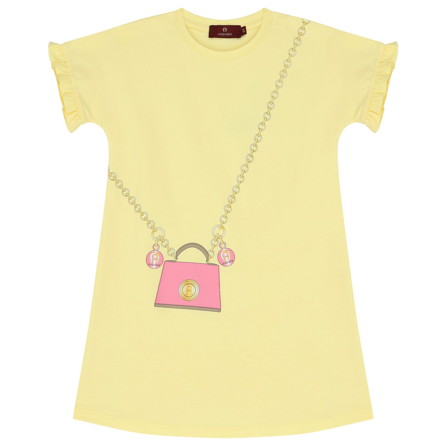 Girls Yellow Logo Bag Dress, 1, hi-res