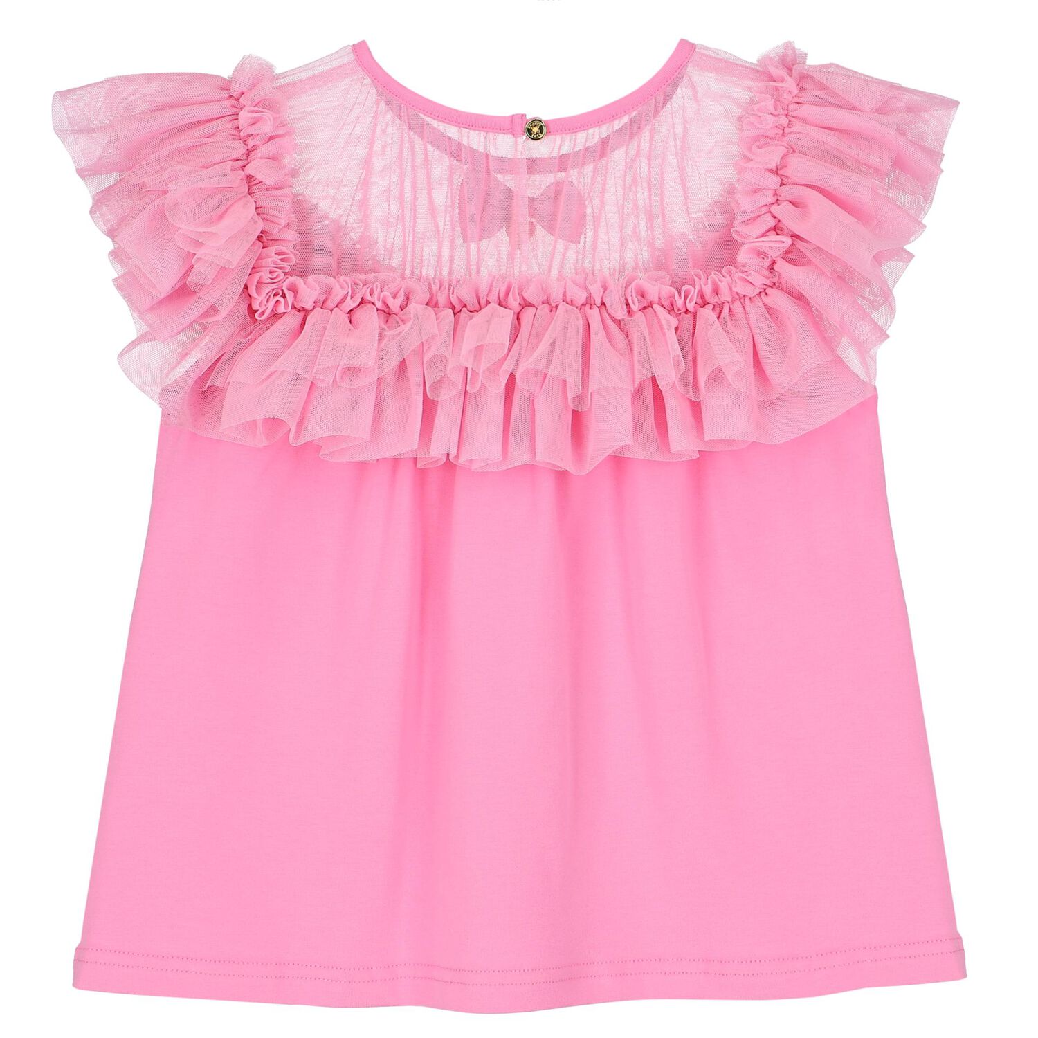 Girls Pink Tulle Ruffle Top, 1, hi-res