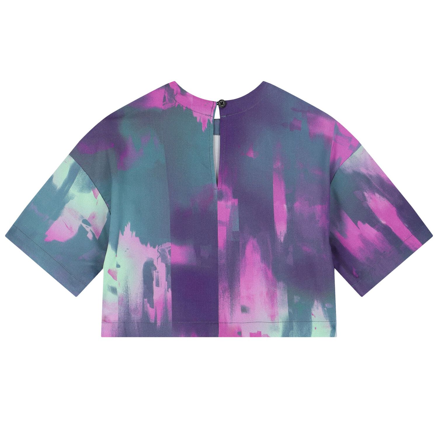 تيشيرت بنات بالشعار باللون الأرجوانى والأزرق, 1, hi-res