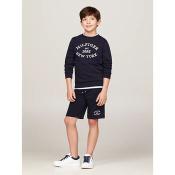 Boys Navy Blue Logo Shorts