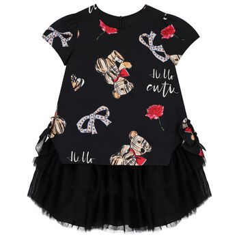 Girls Black Teddy Bear Dress